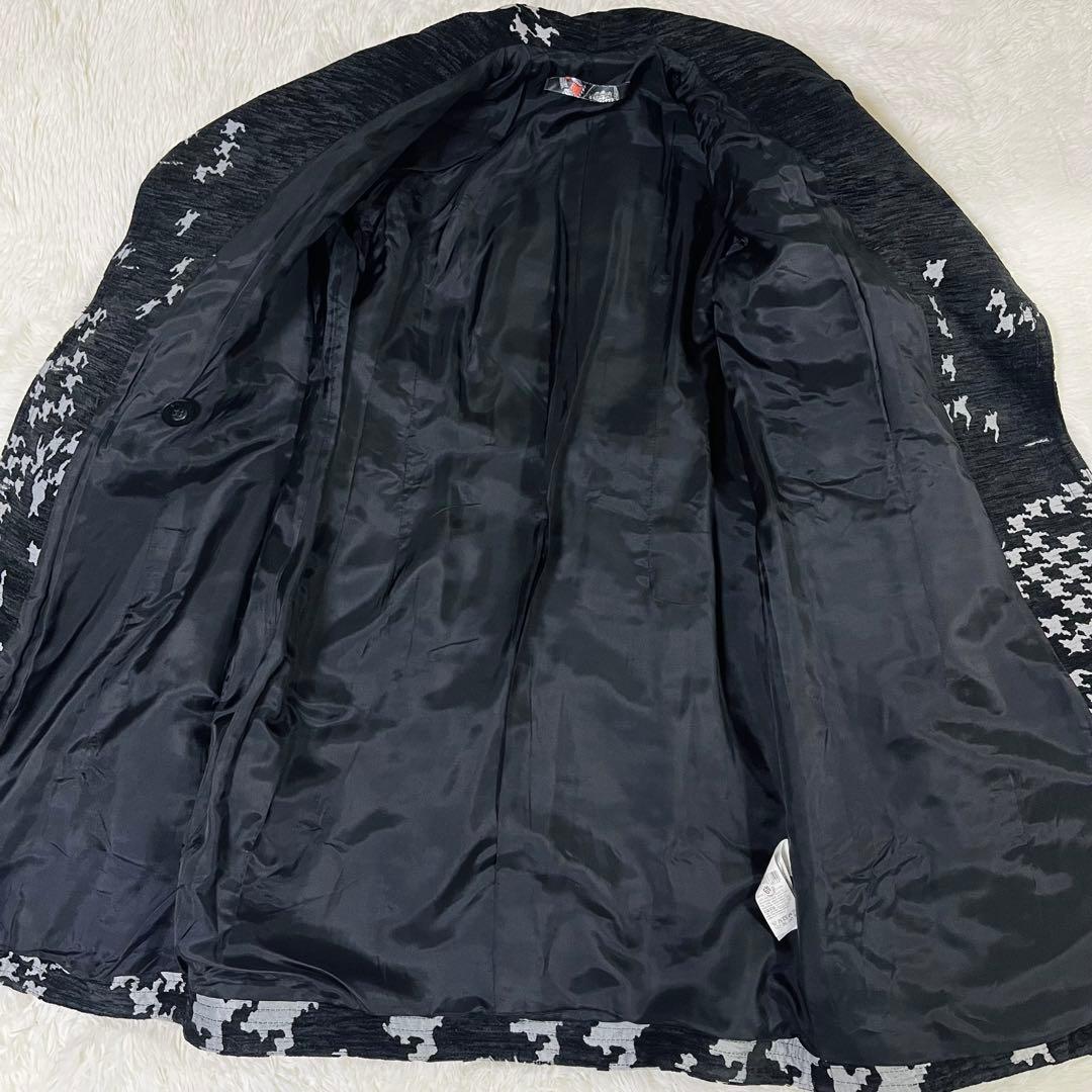 美品 デシグアル Desigual 千鳥格子 総柄 ロングコート ベルト 42号