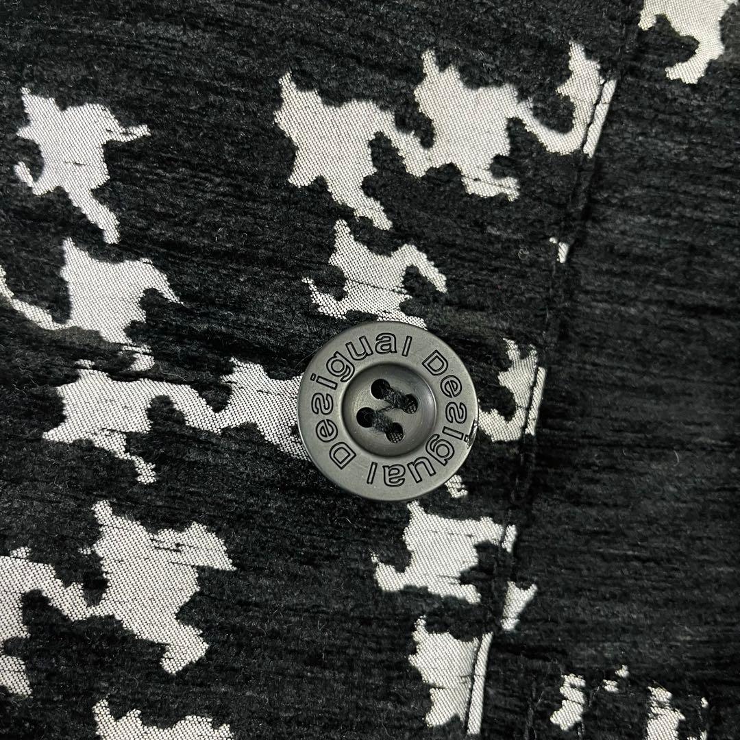 美品 デシグアル Desigual 千鳥格子 総柄 ロングコート ベルト 42号