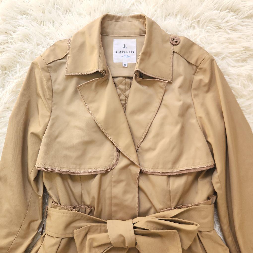 ランバンオンブルー　トレンチコート　ライナー付き　プリーツ　S　ベージュ