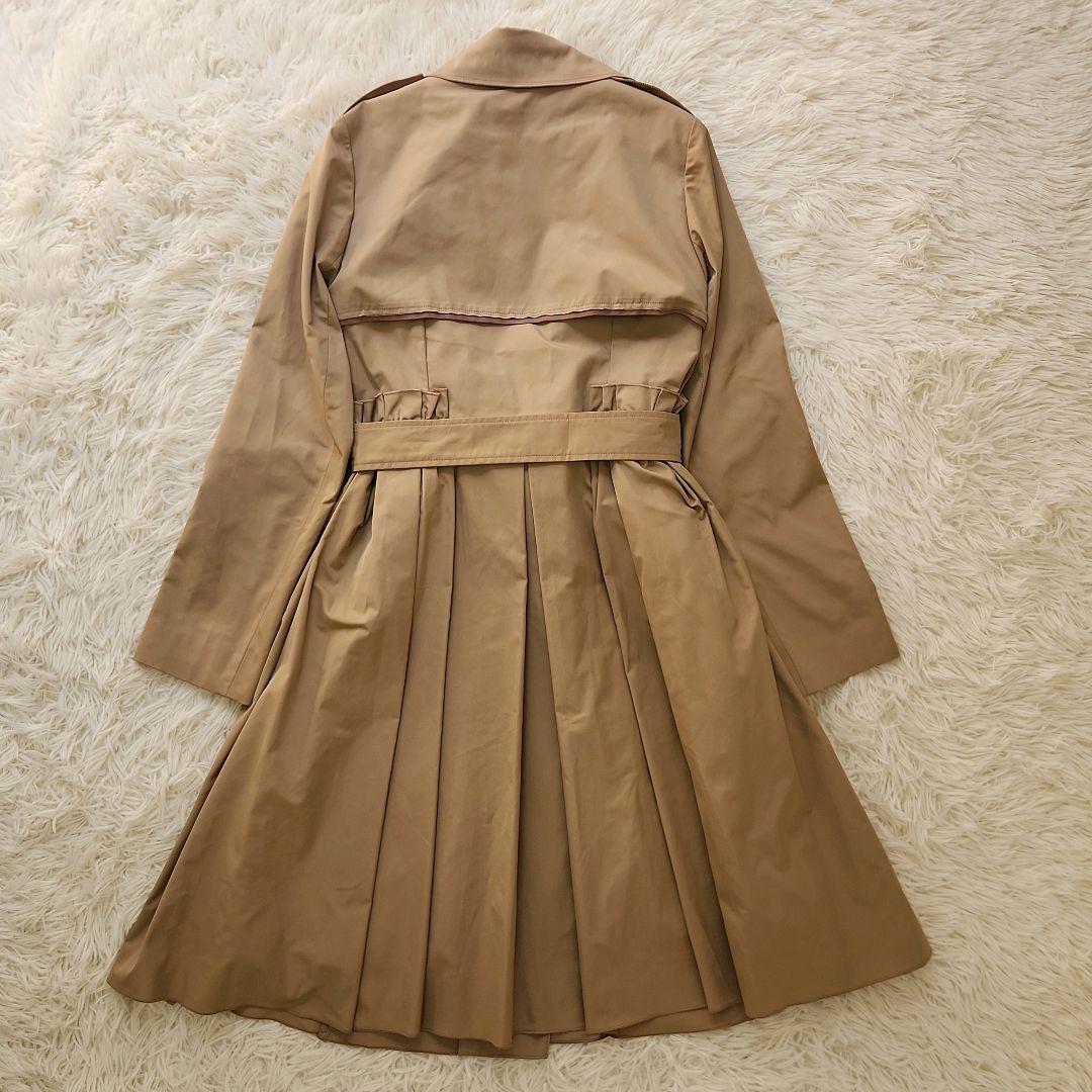 ランバンオンブルー　トレンチコート　ライナー付き　プリーツ　S　ベージュ
