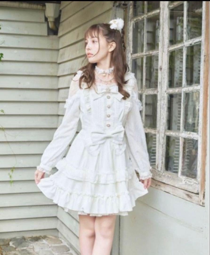 1/5まで限定価格LIZLISA ティアラリボンティアードワンピース ホワイト