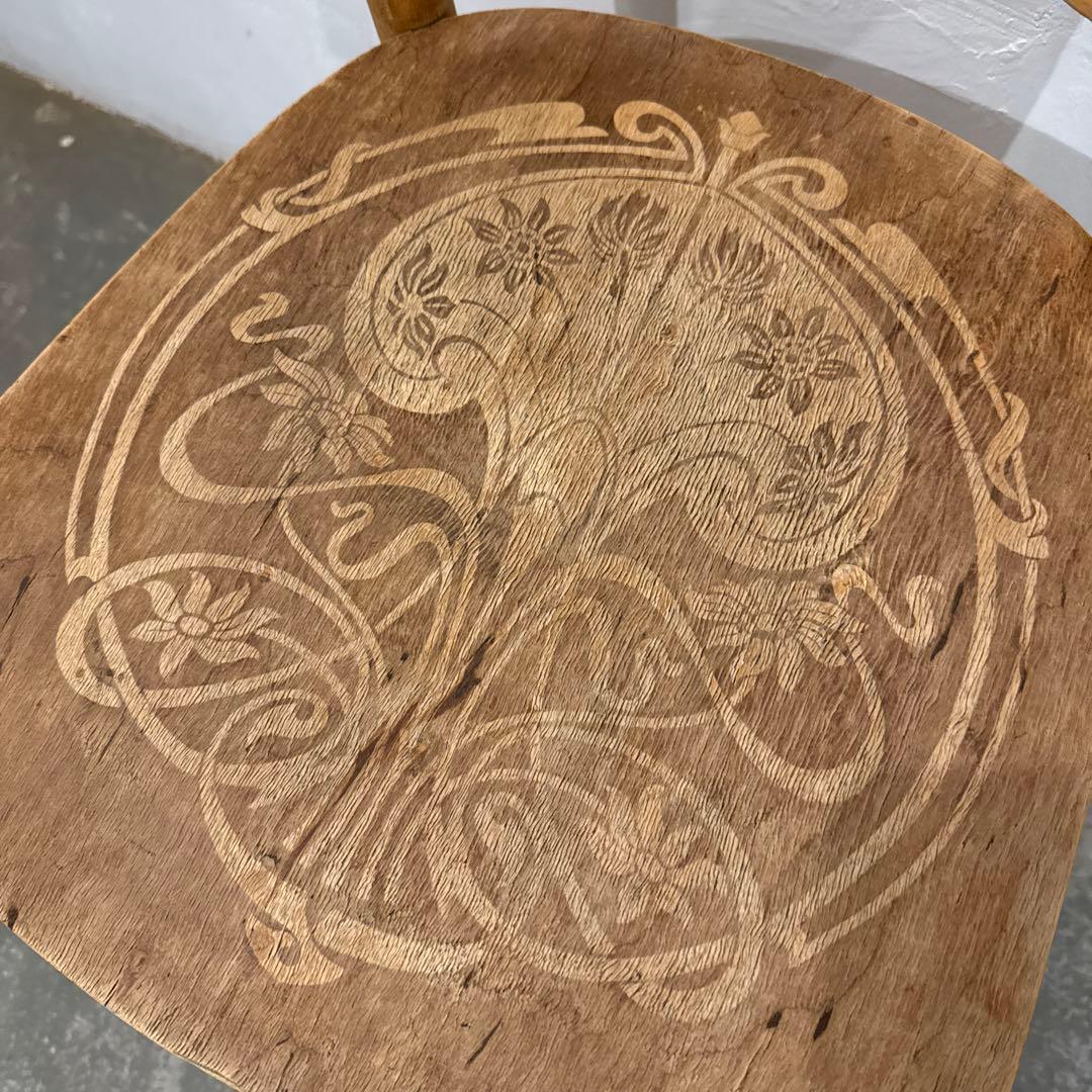 ヴィンテージ　ダイニングチェア　カフェチェア　剥離　座面装飾　3