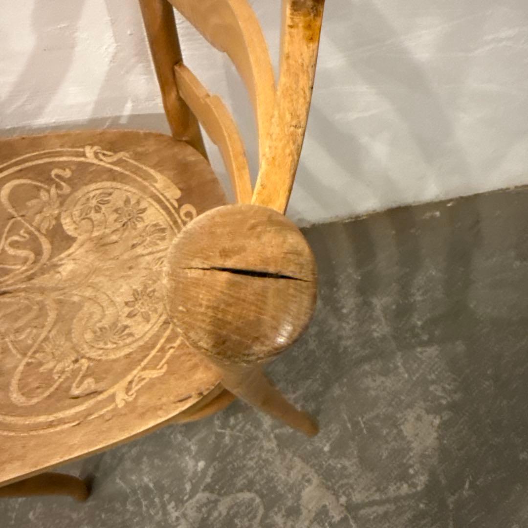 ヴィンテージ　ダイニングチェア　カフェチェア　剥離　座面装飾　3