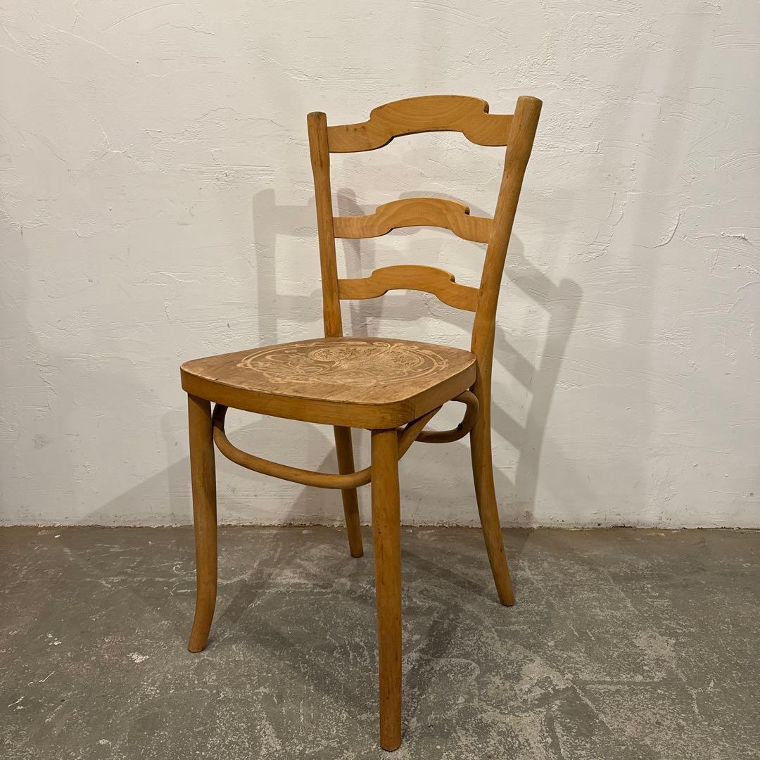 ヴィンテージ　ダイニングチェア　カフェチェア　剥離　座面装飾　3