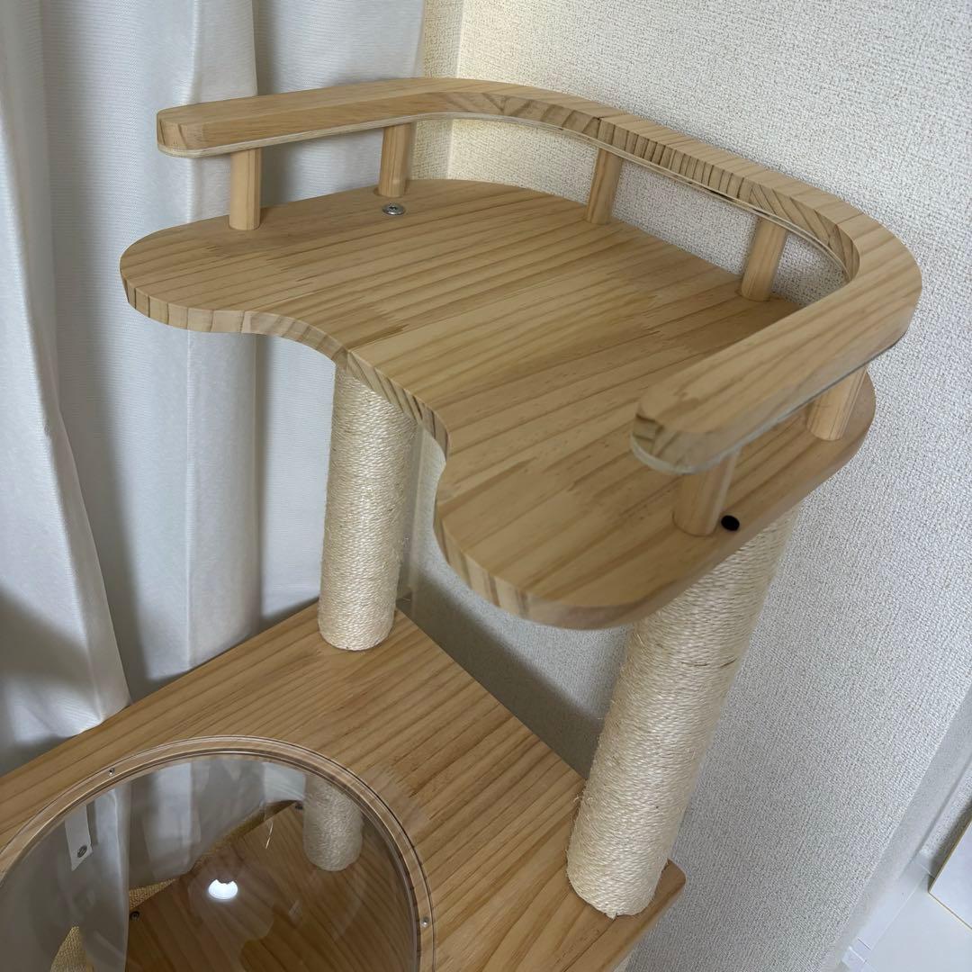 大型 キャットタワー 木製 宇宙船付き 高さ165cm