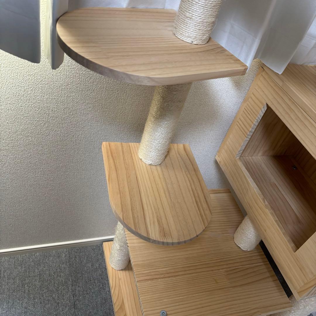 大型 キャットタワー 木製 宇宙船付き 高さ165cm