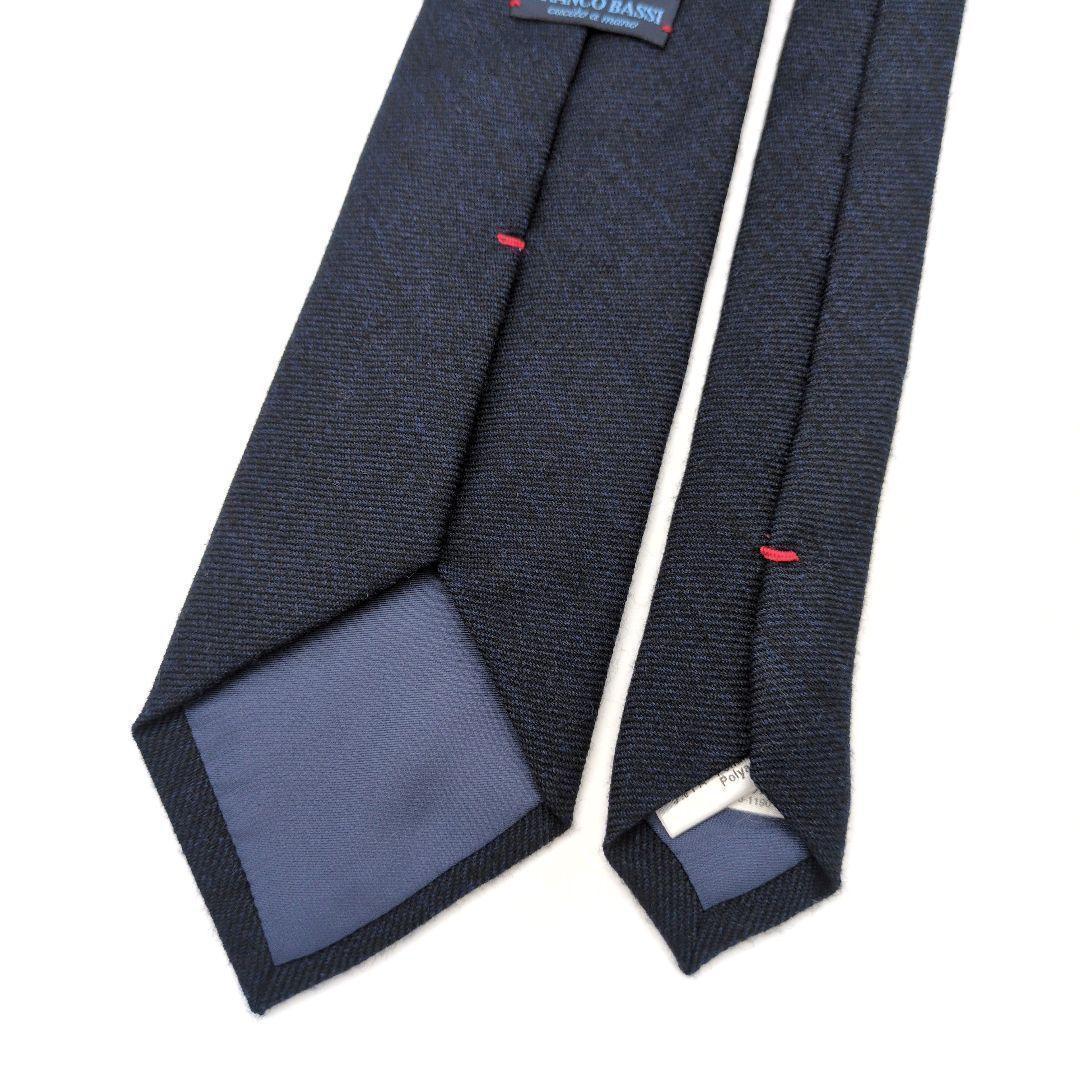 【美品】フランコバッシ ネクタイ ネイビー・ブラック 無地 ソリッド 高級