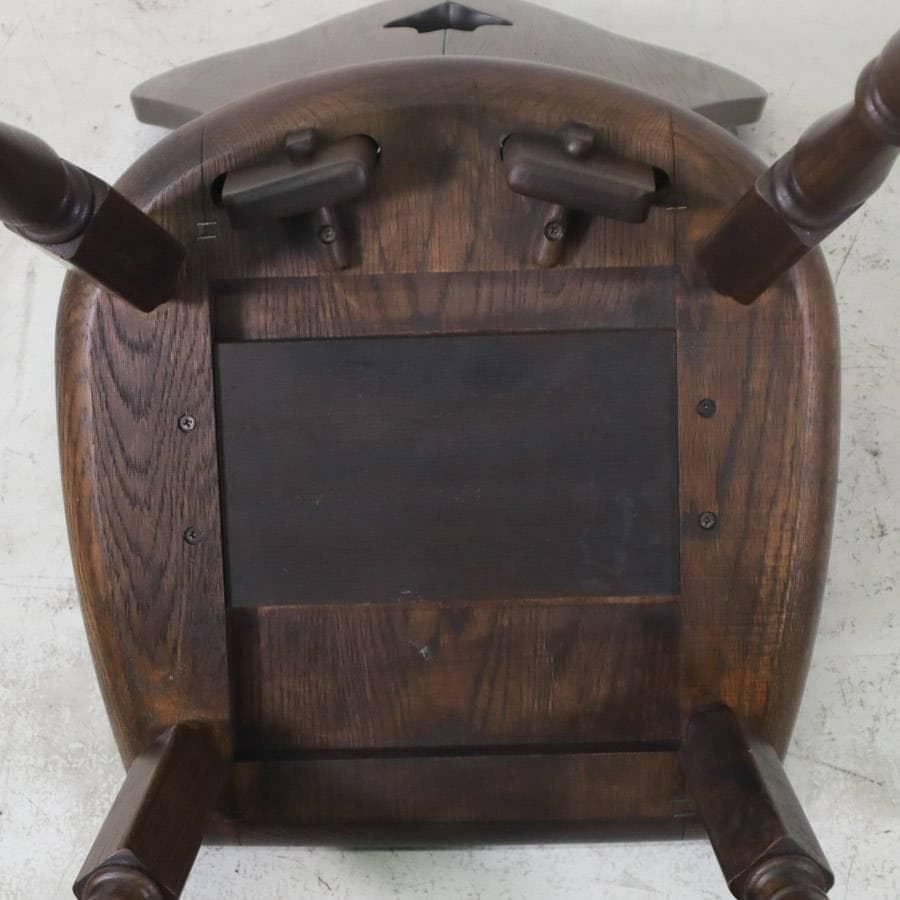 英国アンティーク調 ダイニングチェア オーク無垢 刳り貫き パーソナルチェア