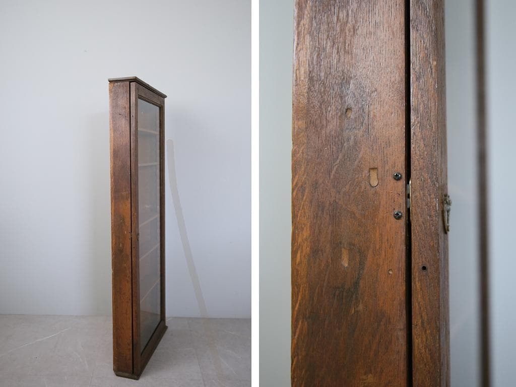 英国アンティーク壁掛けディスプレイショーケース/飾り棚キャビネット(77-199