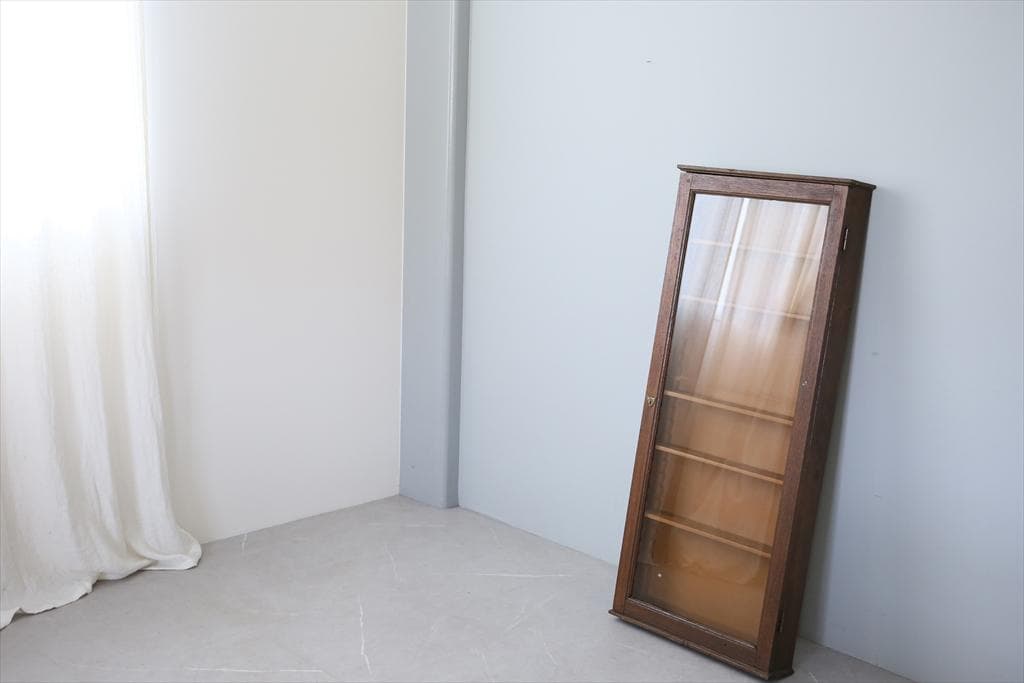 英国アンティーク壁掛けディスプレイショーケース/飾り棚キャビネット(77-199