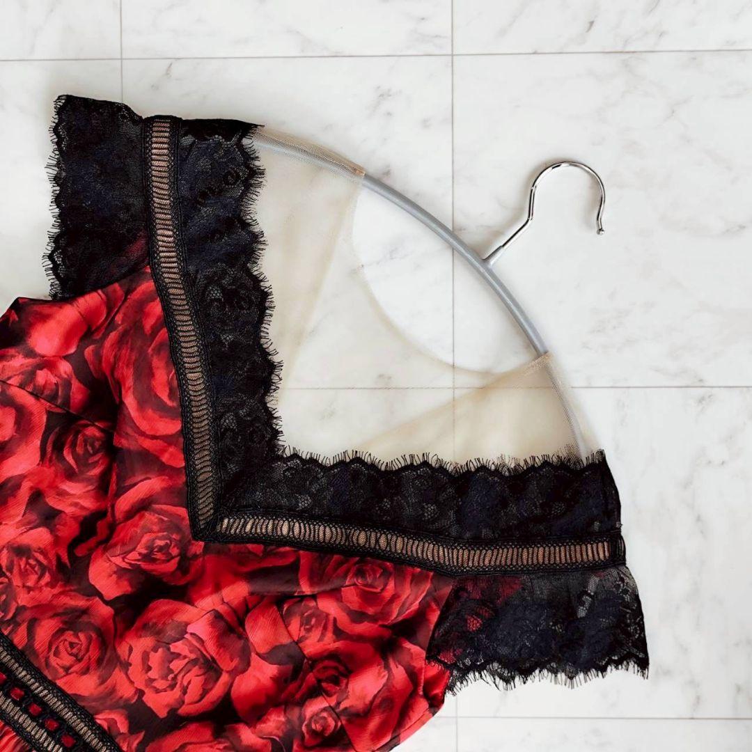 TADASHI SHOJI ローズ レース ロング マキシ ドレス 0