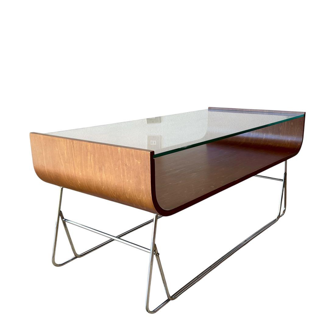 ミッドセンチュリー ガラス ローテーブル センターテーブル コーヒーテーブル 机