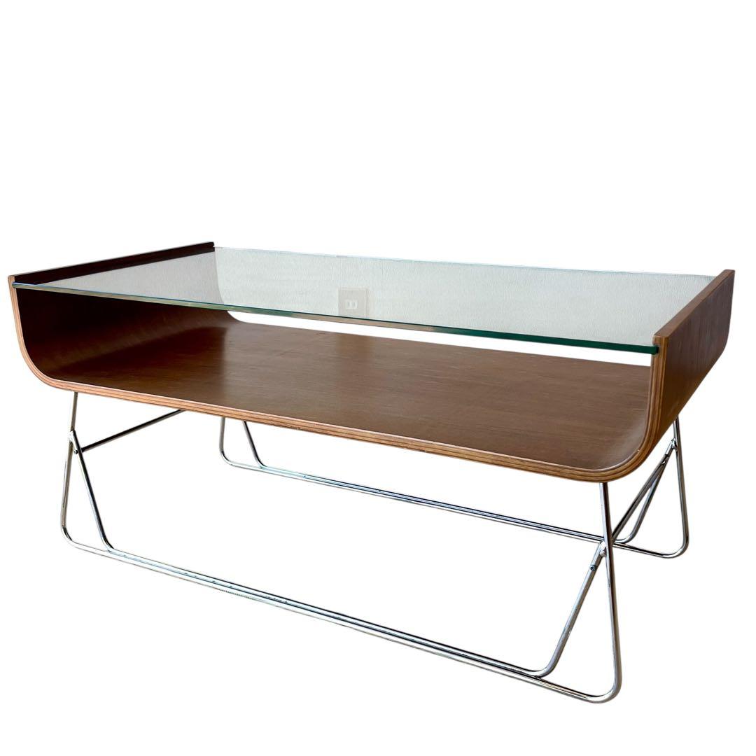 ミッドセンチュリー ガラス ローテーブル センターテーブル コーヒーテーブル 机