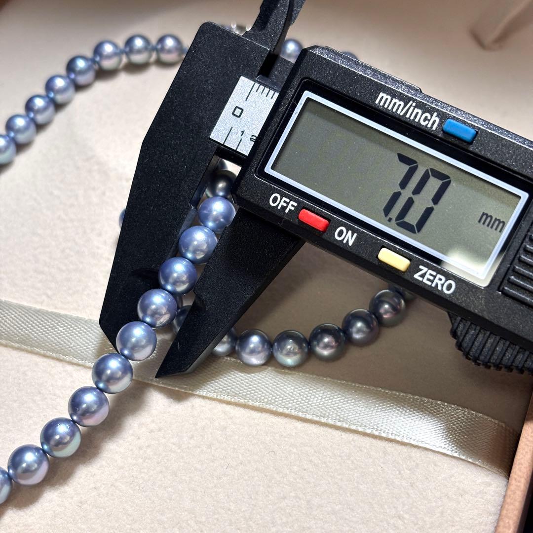 【テリ強✨】　あこや真珠　パール　ネックレス　ブルー系　SILVER刻印