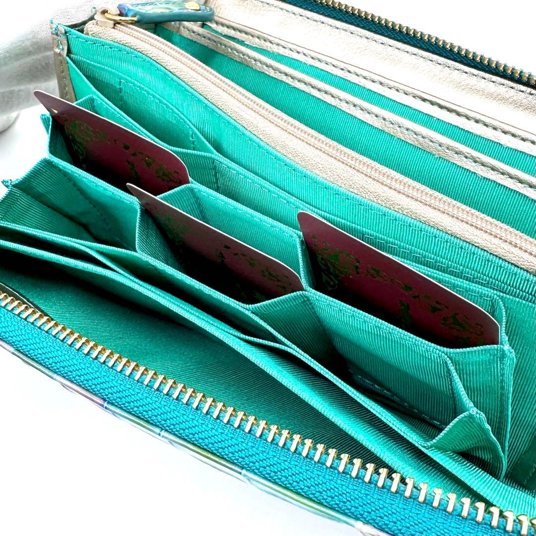 未使用✨モーダプリンチペ ラウンドジップ長財布 クロコ型押し ステンドグラス風