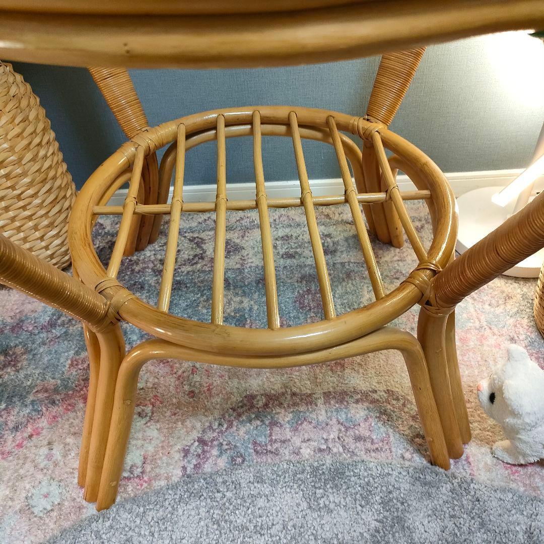 【レトロモダン】ラタン 籐 センターテーブル ダイニングテーブル