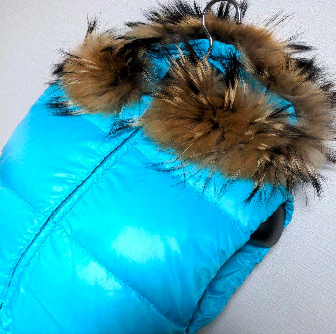 cw1 DUVETICA ダウンベスト 水色 ラクーンファー サイズ40