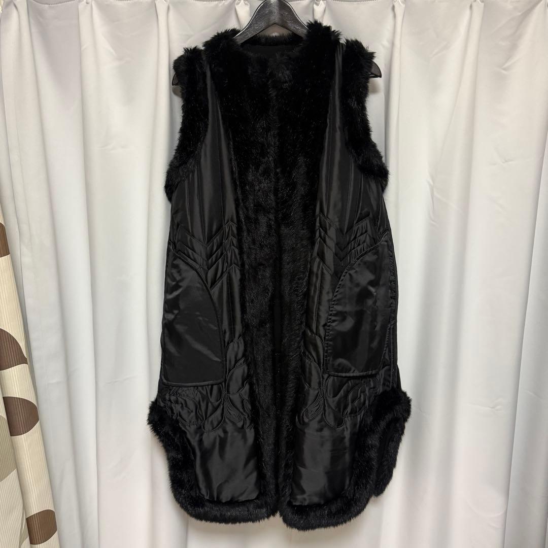 美品　ノワールケイニノミヤ　中綿刺繍ロングベスト　コート　キルティング　XS