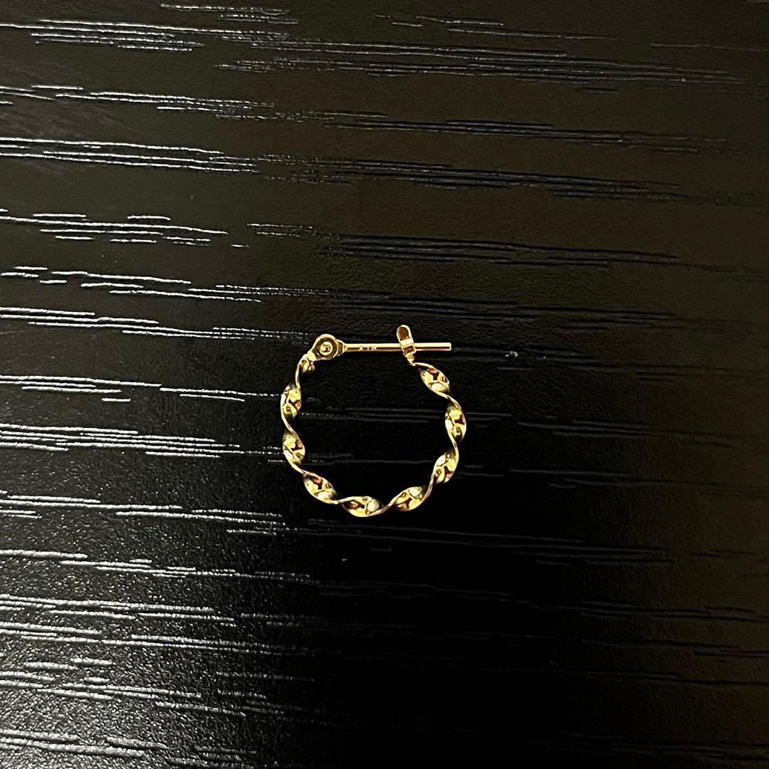 K18 18金 イエローゴールド フープピアス ツイスト14mm