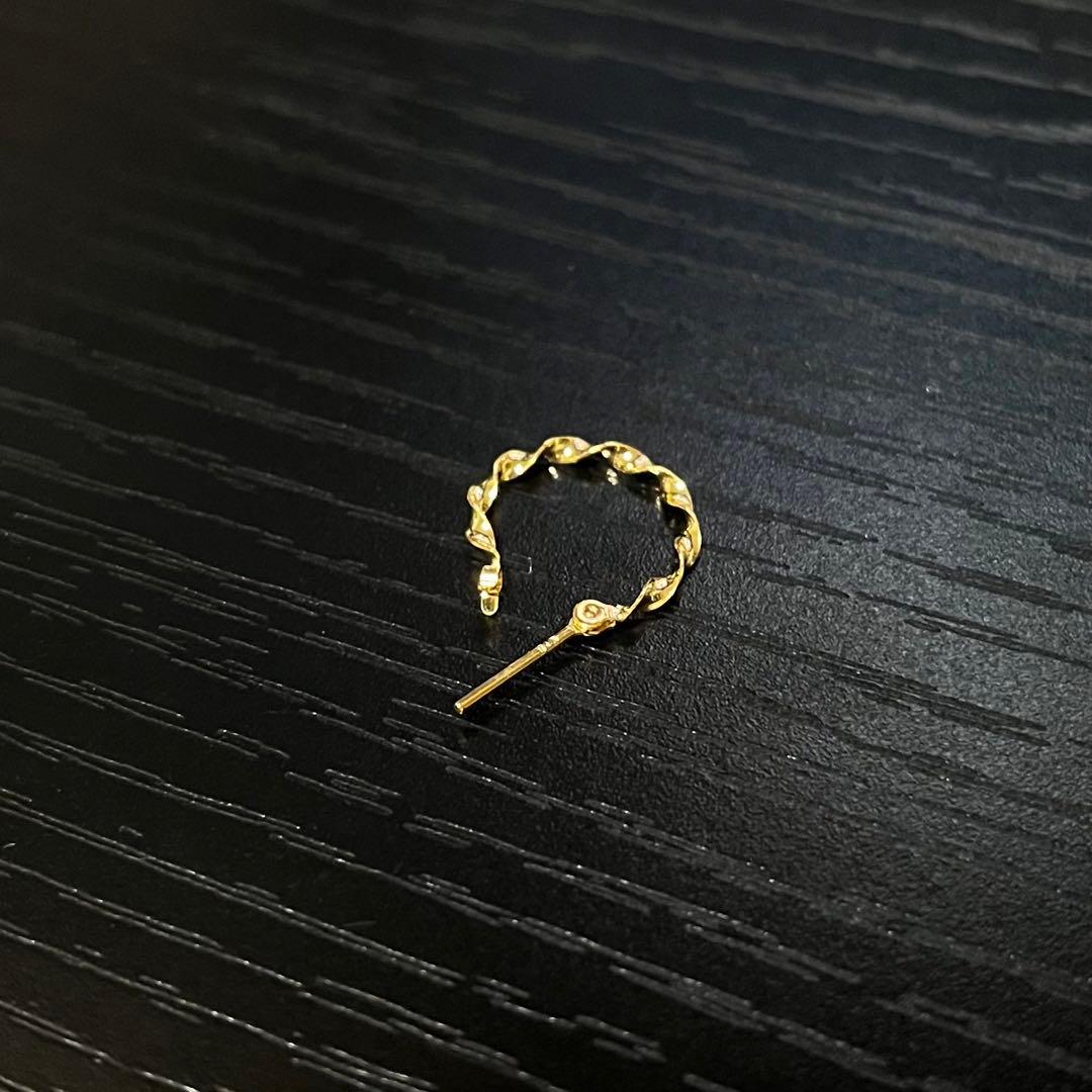 K18 18金 イエローゴールド フープピアス ツイスト14mm