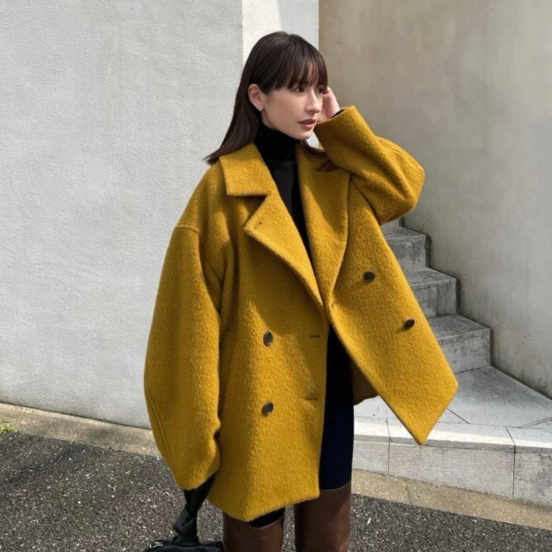 キャサリン様 clane OVER LINE DOUBLE COAT イエロー