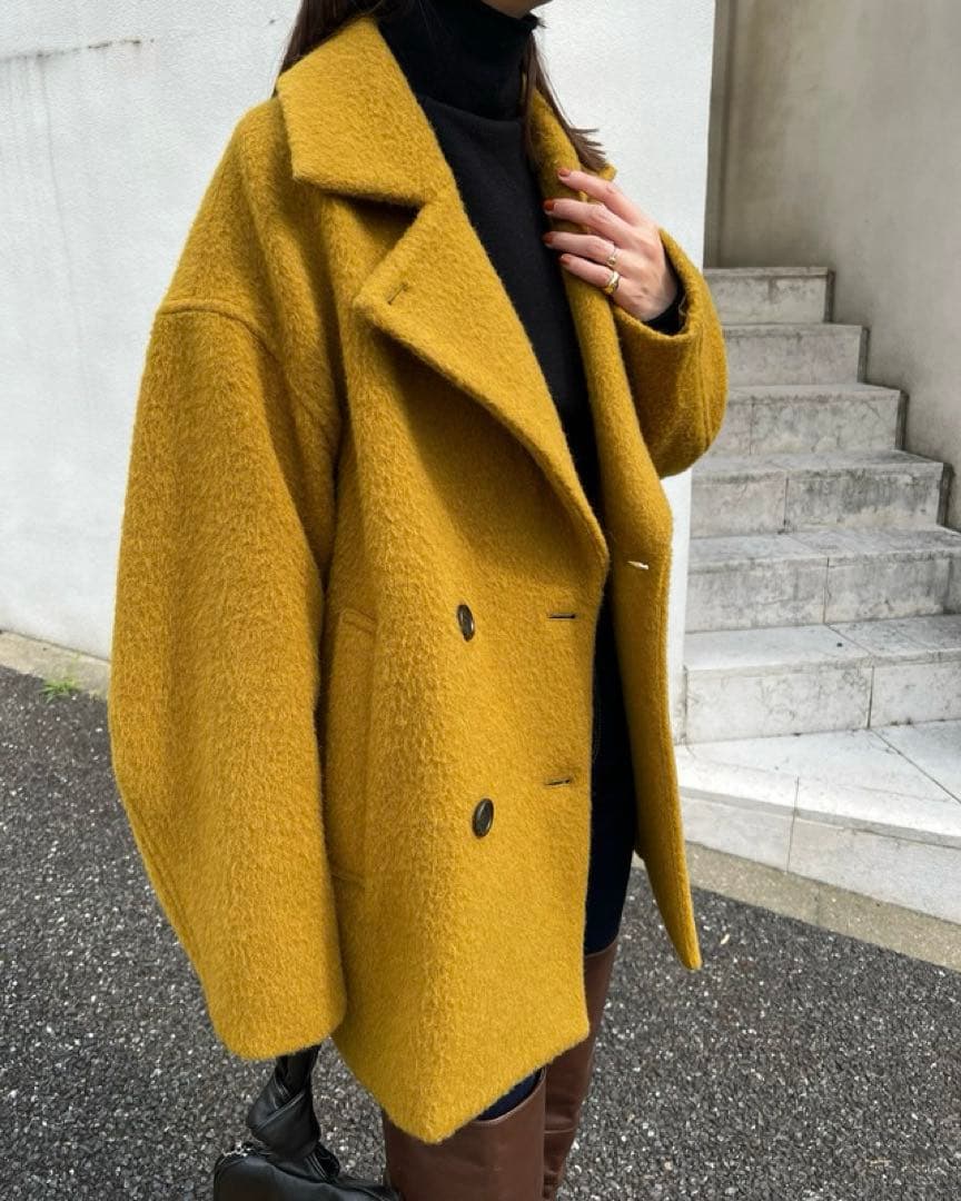 キャサリン様 clane OVER LINE DOUBLE COAT イエロー