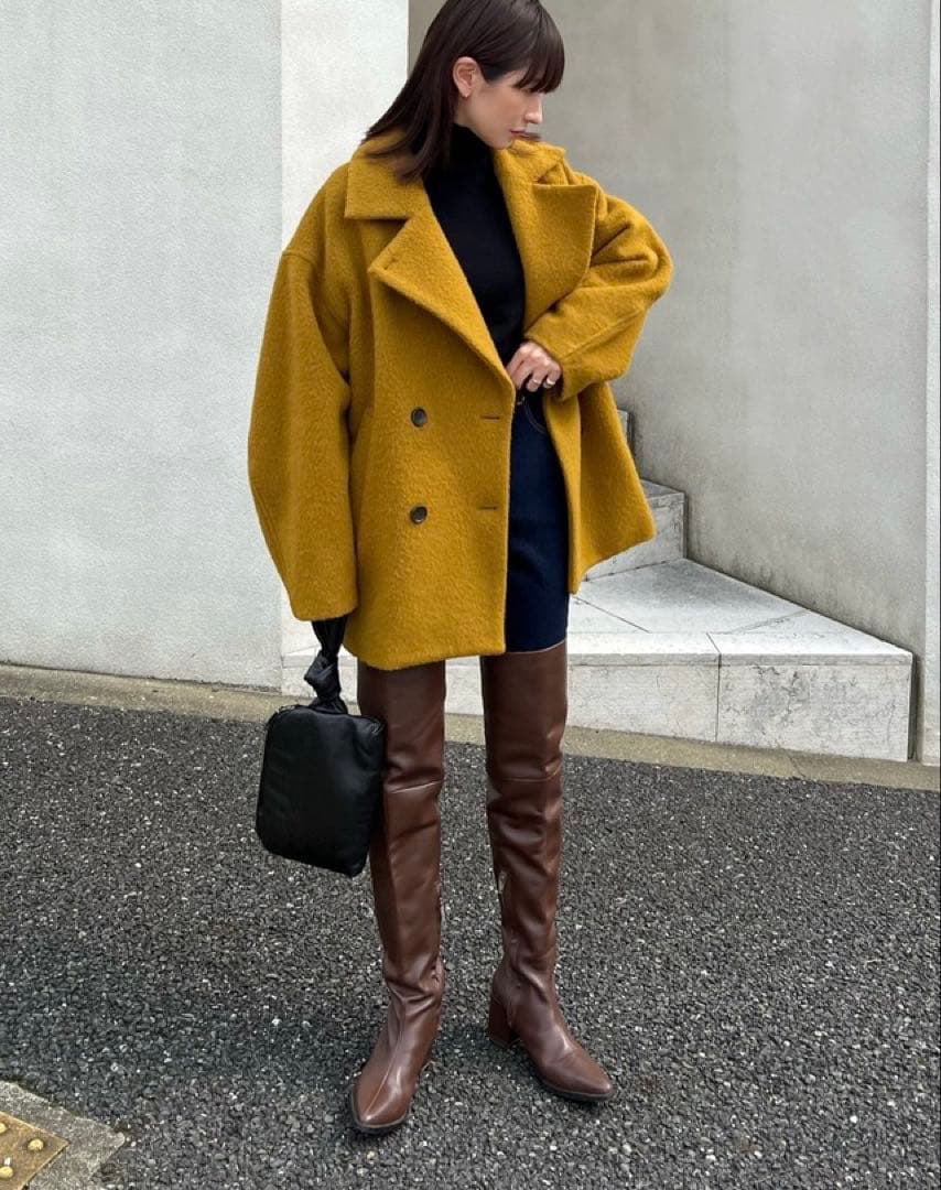 キャサリン様 clane OVER LINE DOUBLE COAT イエロー