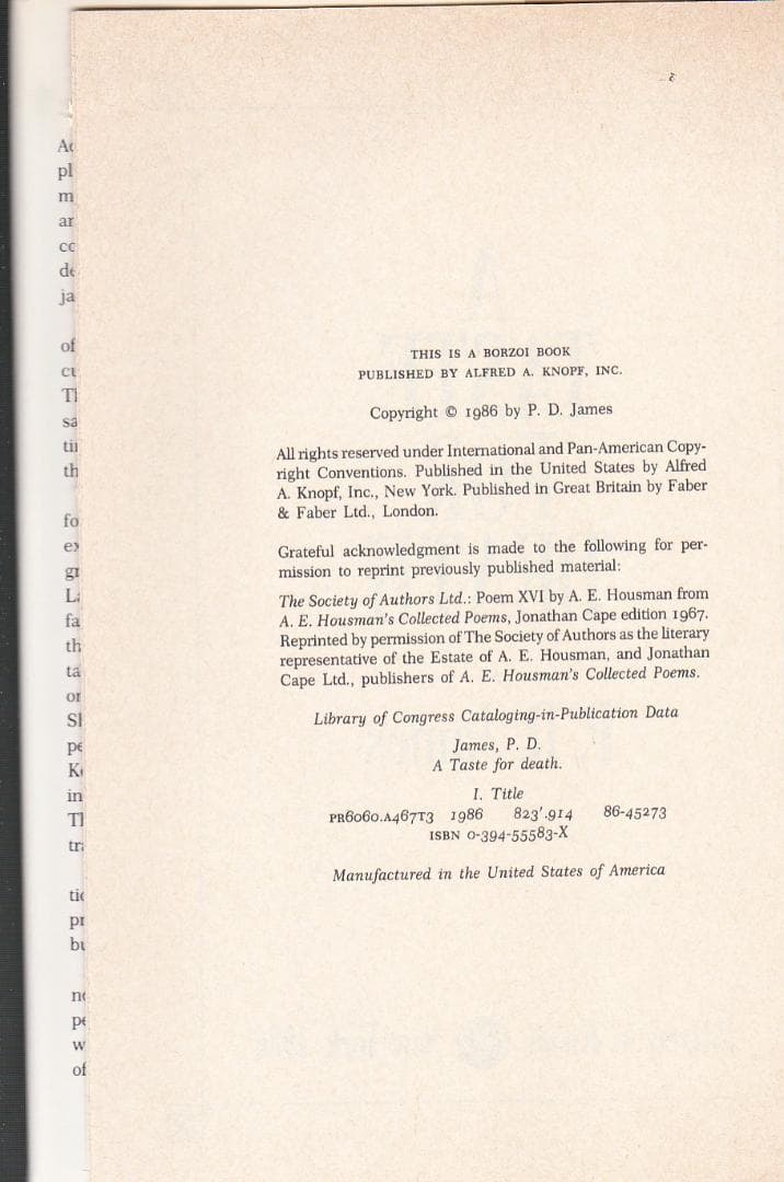 洋書006-A TASTE FOR DEATH-P. D. ジェームス