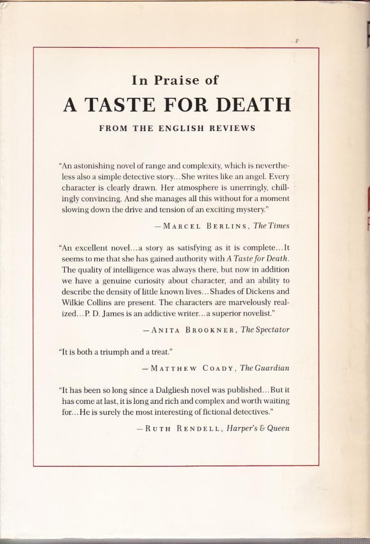 洋書006-A TASTE FOR DEATH-P. D. ジェームス