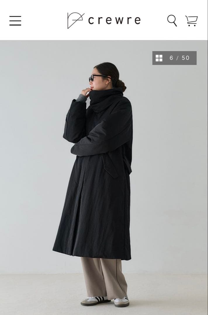 crewre クルーレ　2way ノーカラーパファーコート　サイズ3 ブラック