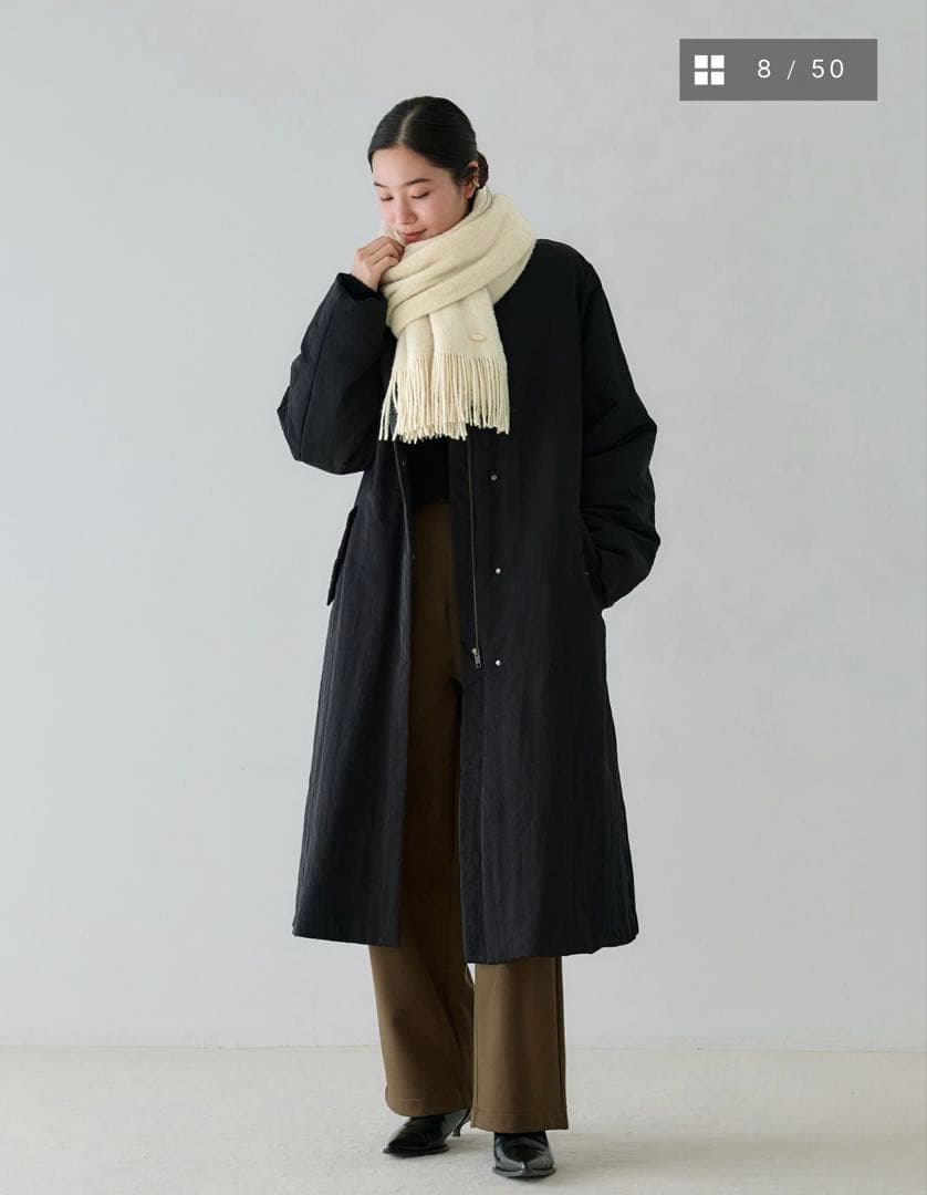 crewre クルーレ　2way ノーカラーパファーコート　サイズ3 ブラック