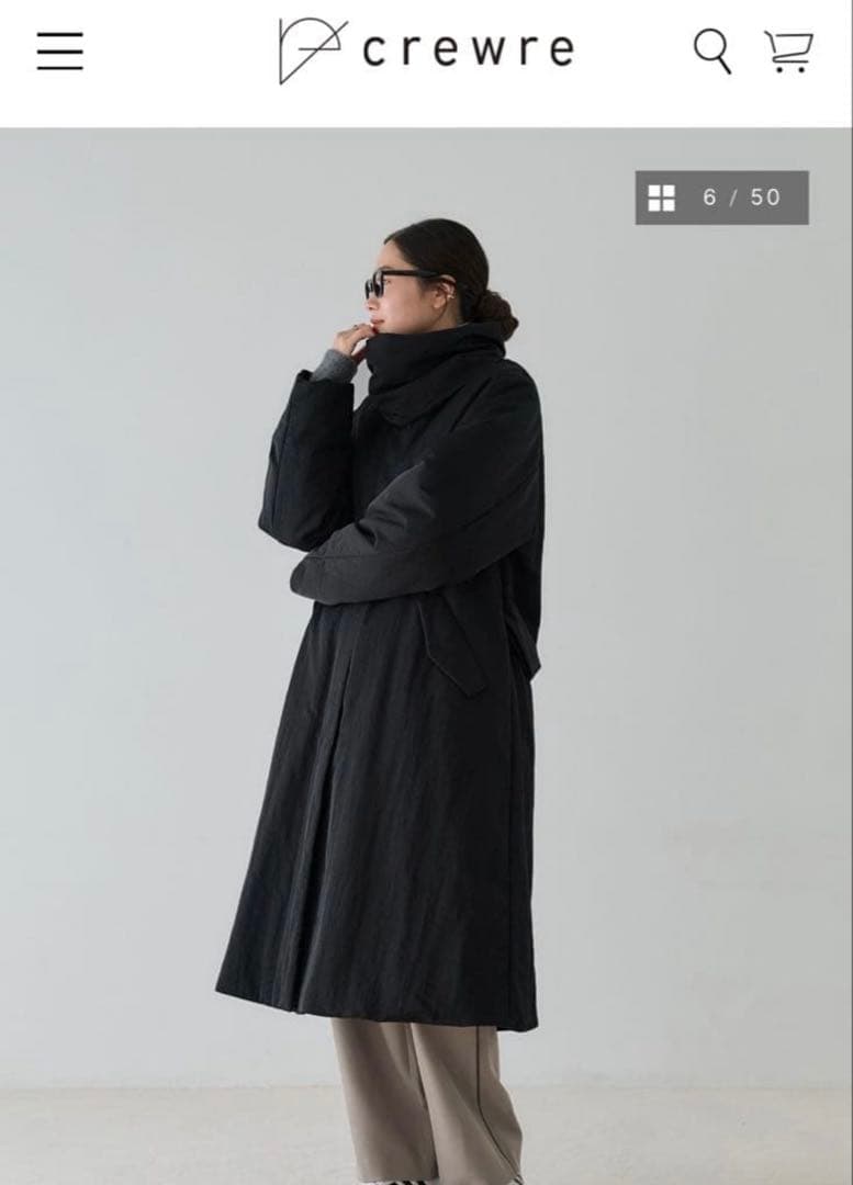 crewre クルーレ　2way ノーカラーパファーコート　サイズ3 ブラック