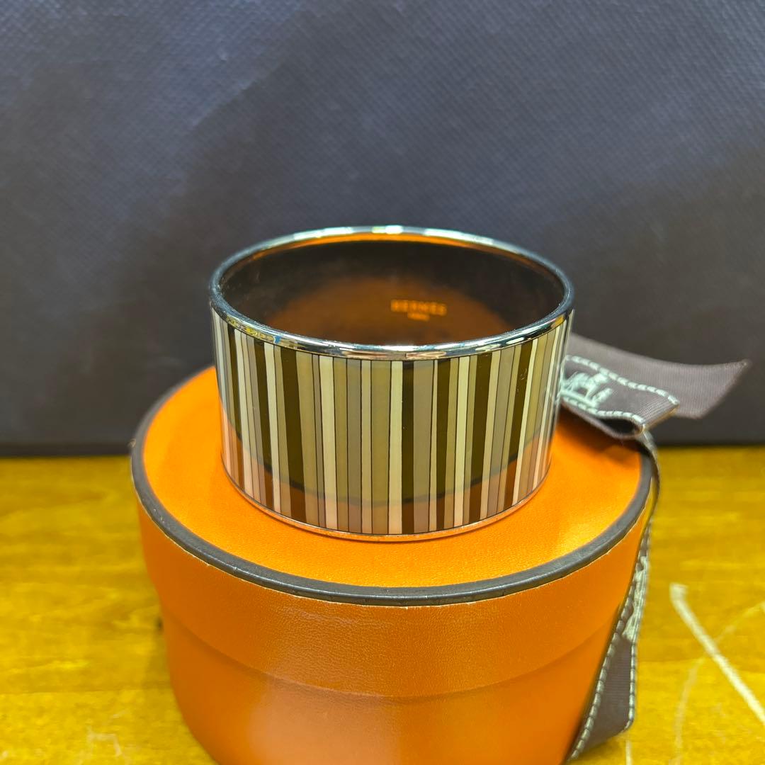 5068 エルメス エマイユTGM 七宝焼き ストライプ バングル ブレスレット