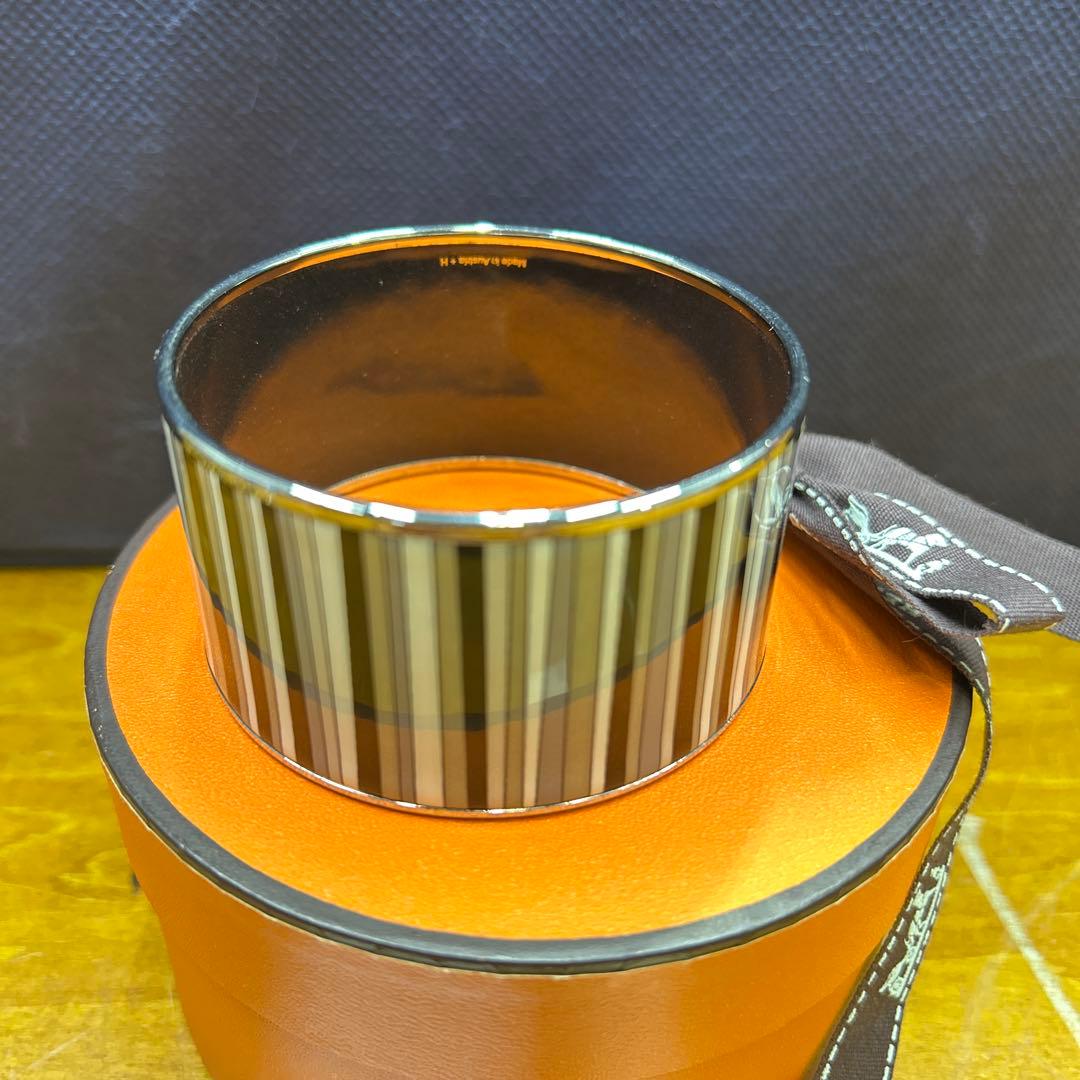 5068 エルメス エマイユTGM 七宝焼き ストライプ バングル ブレスレット