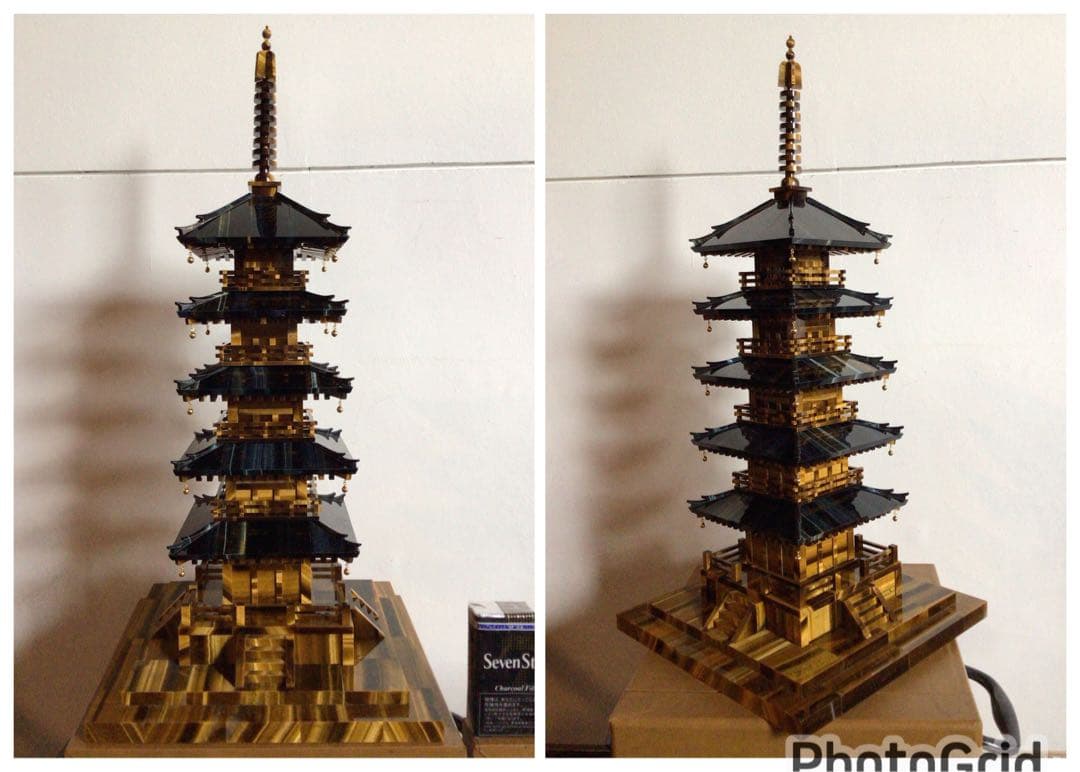 ◉伝統工芸士 小澤朗雲◉甲州水晶貴石細工・五重塔・虎目石・純金K18◉300万円