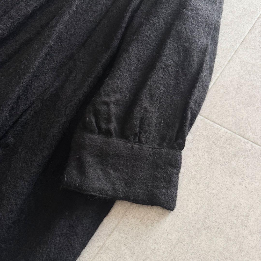 メゾンドソイル　ウール ピンタック ロングワンピース　フレア　黒