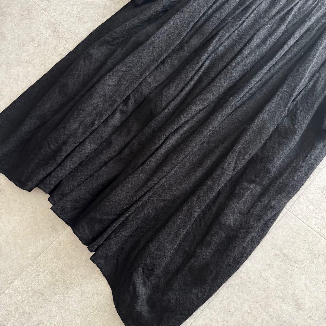 メゾンドソイル　ウール ピンタック ロングワンピース　フレア　黒