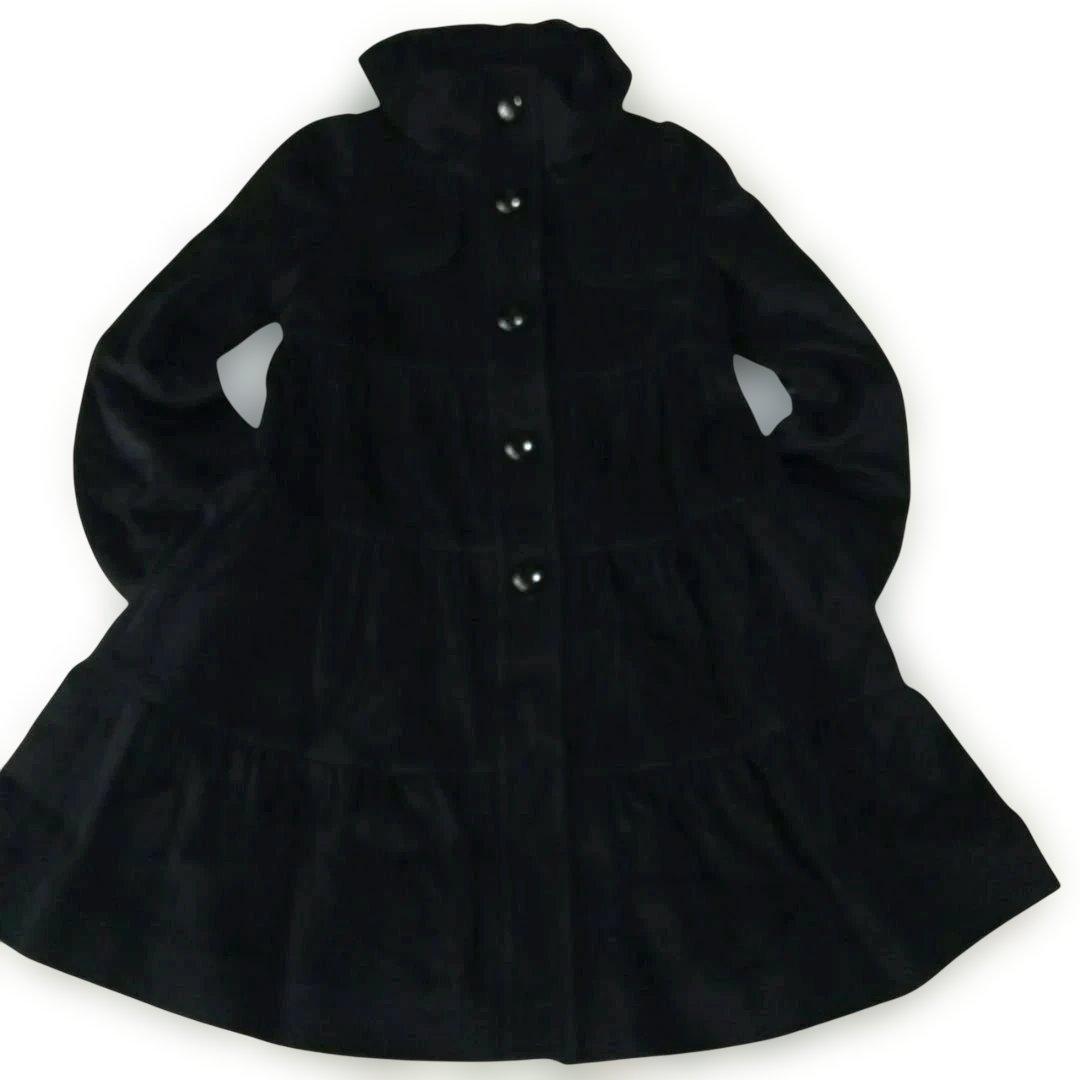 【極美品】BURBERRY BLUE LABELアンゴラ混ティアードコート黒M