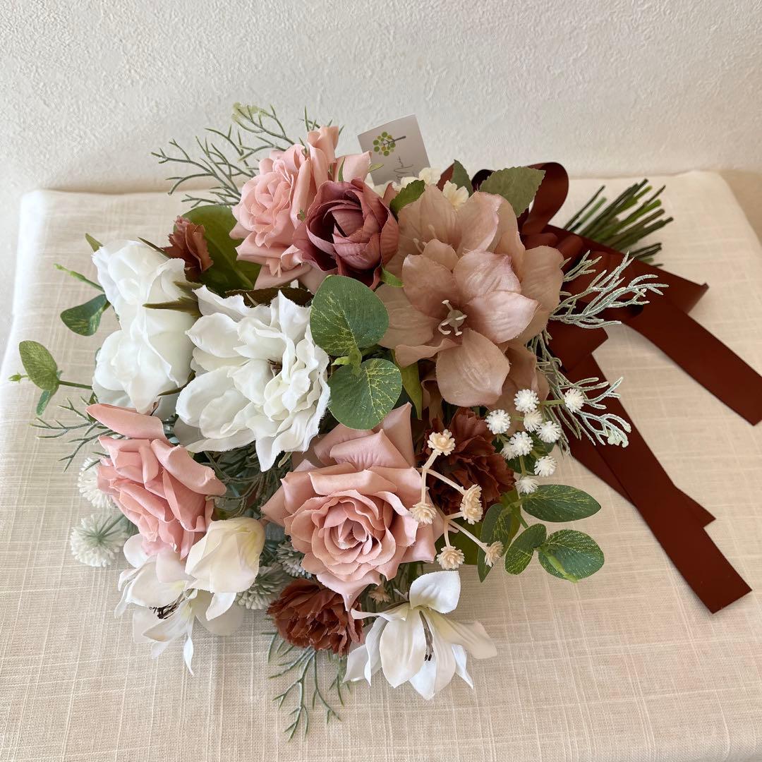 ウェディングブーケとブートニアのセット♡くすみピンクブーケ♡前撮り♡挙式♡