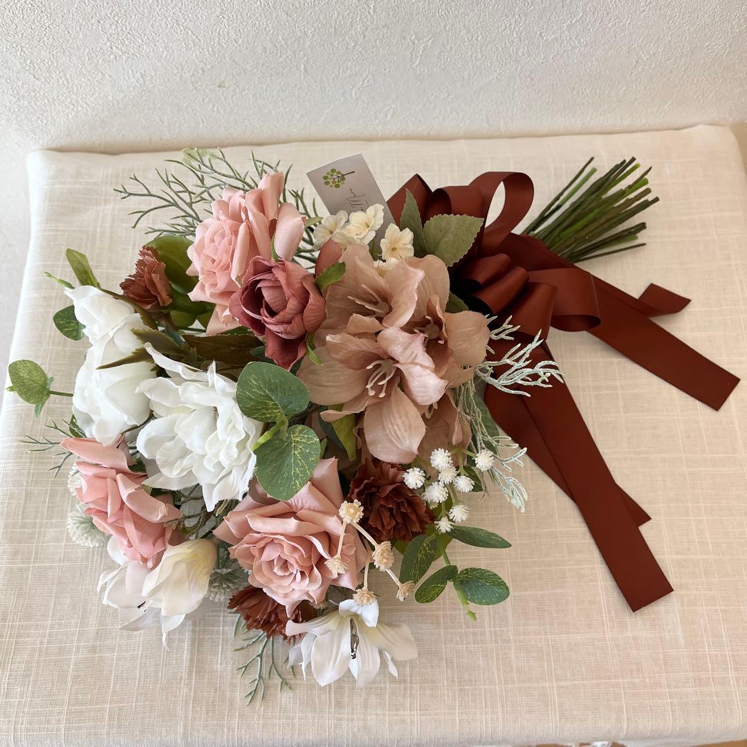 ウェディングブーケとブートニアのセット♡くすみピンクブーケ♡前撮り♡挙式♡