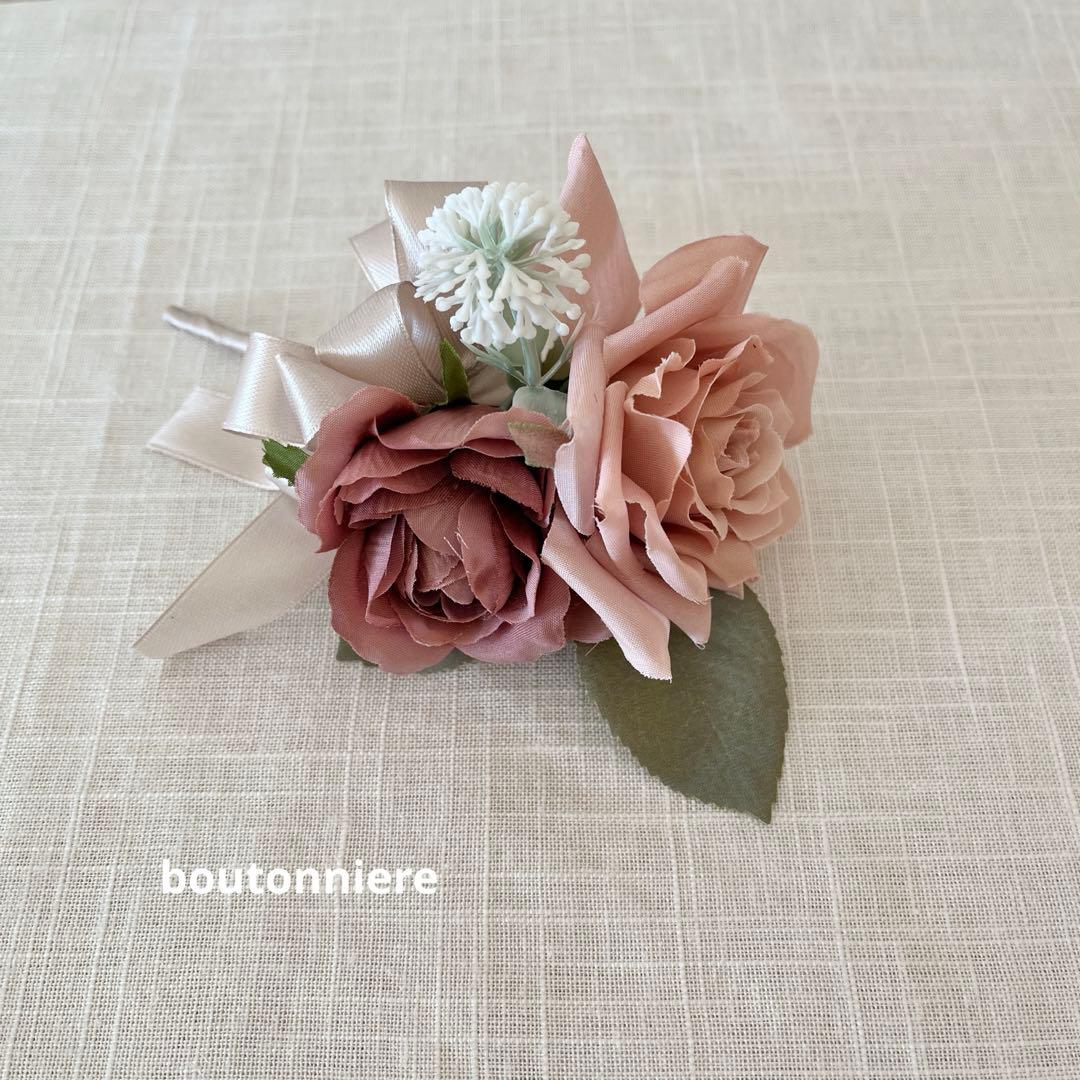 ウェディングブーケとブートニアのセット♡くすみピンクブーケ♡前撮り♡挙式♡