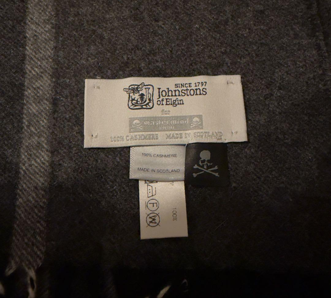 ジョンストンズストール× マスターマインド　大判ストール　ブラック×ホワイト