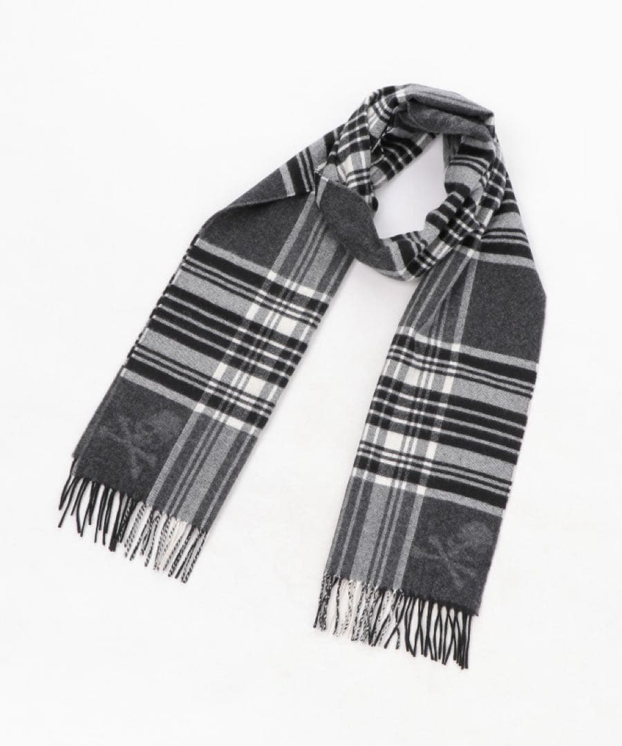 ジョンストンズストール× マスターマインド　大判ストール　ブラック×ホワイト