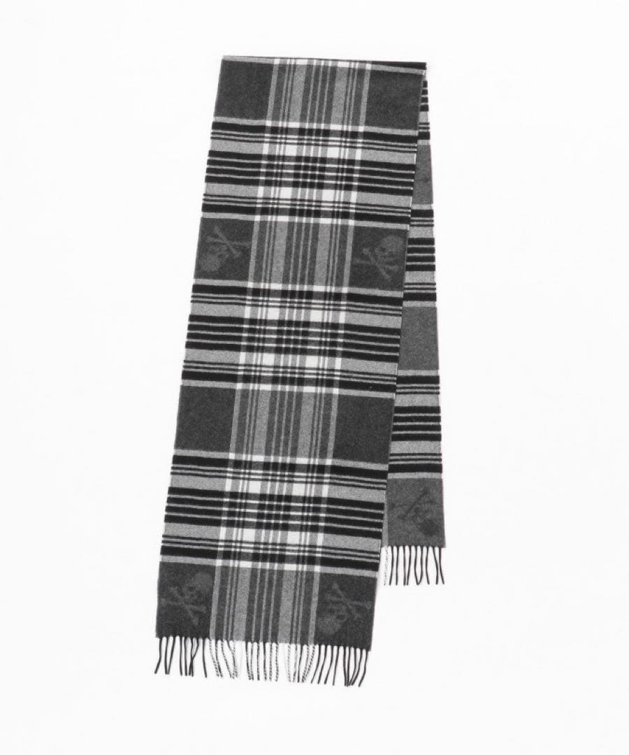 ジョンストンズストール× マスターマインド　大判ストール　ブラック×ホワイト