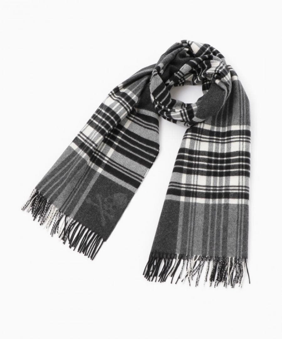 ジョンストンズストール× マスターマインド　大判ストール　ブラック×ホワイト