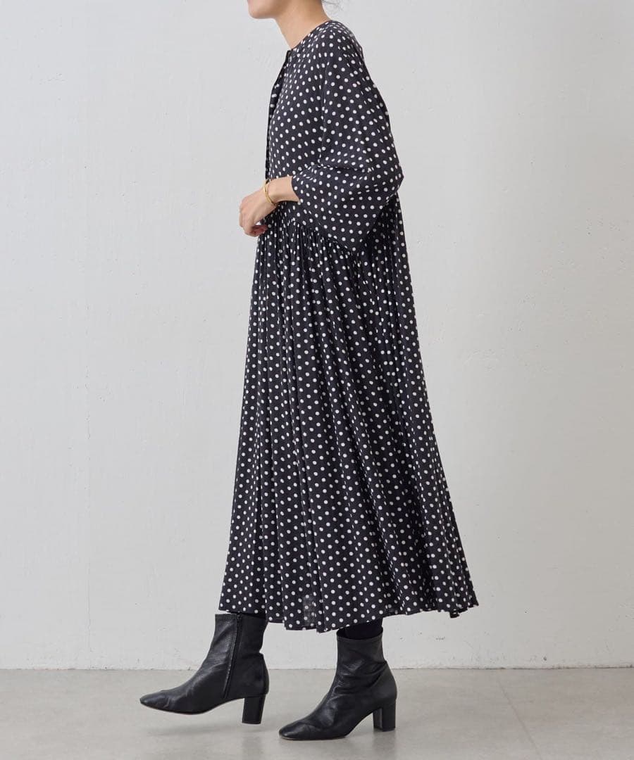 BEARDSLEY ドットギャザーボリューム袖ワンピース 2サイズ 2025新品