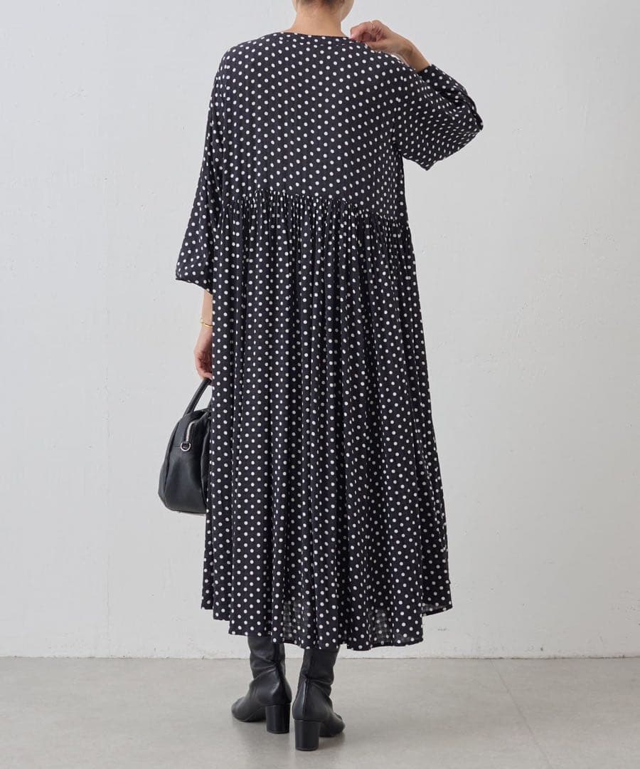 BEARDSLEY ドットギャザーボリューム袖ワンピース 2サイズ 2025新品