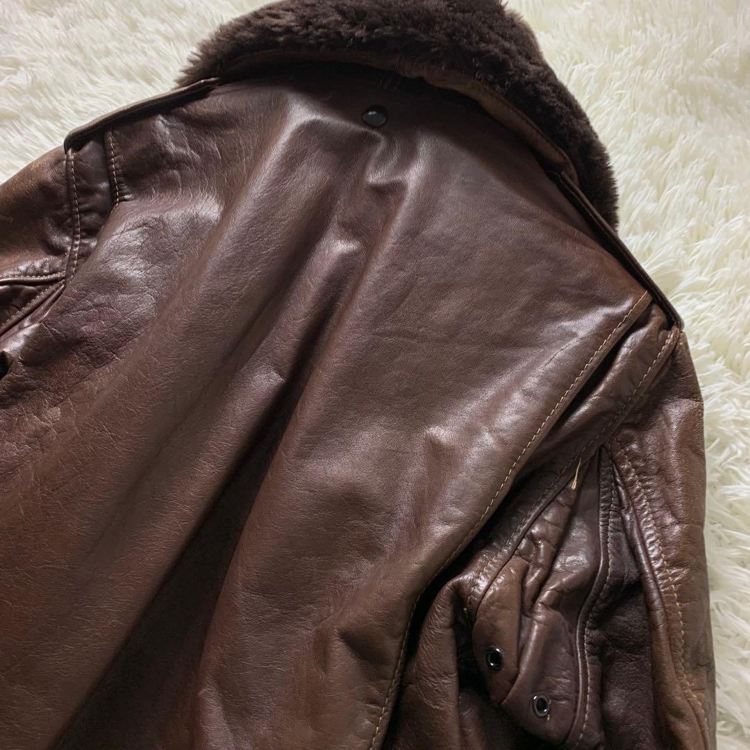 【米国製】ショット フライトジャケット G-1 襟ボア ライナー ブラウン 38