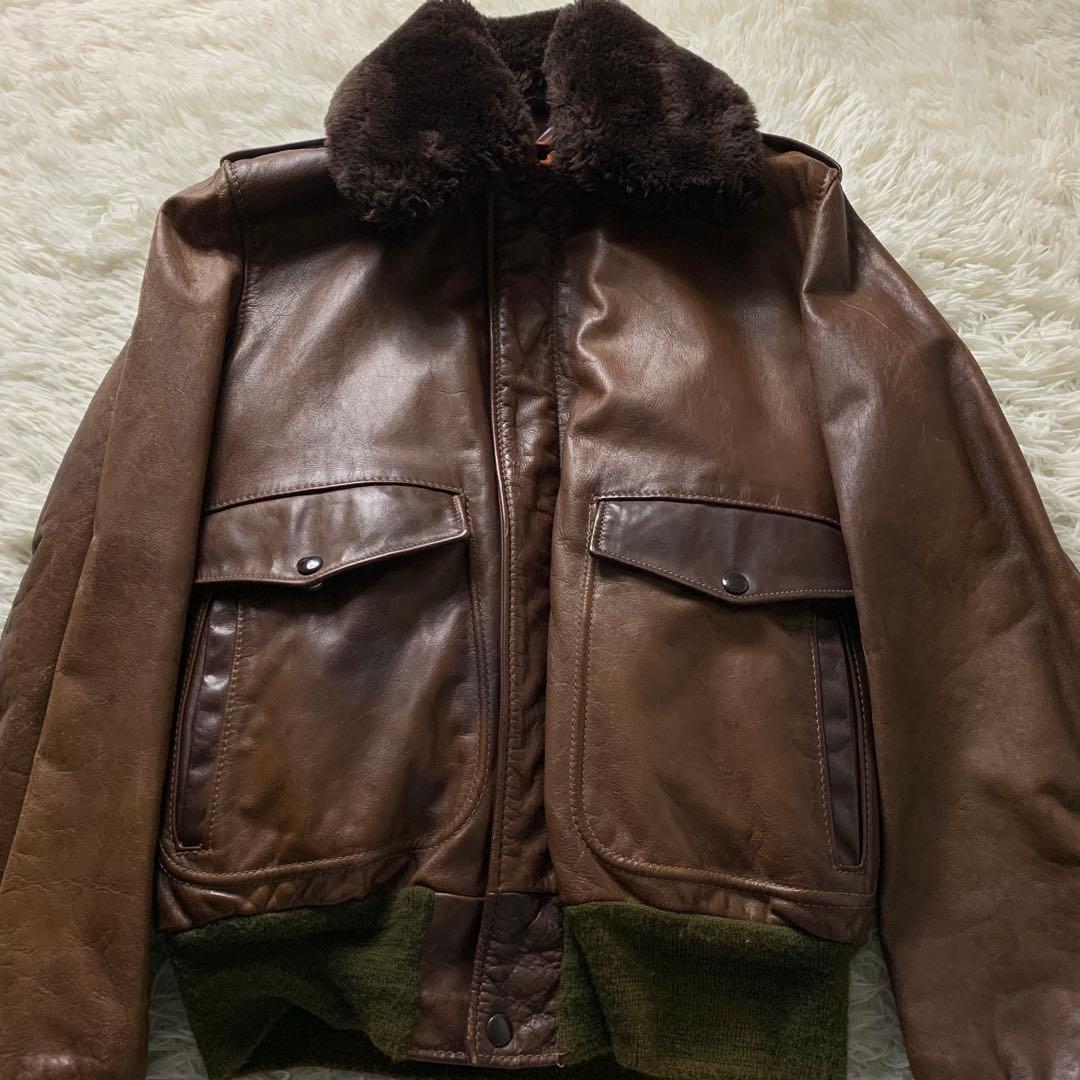 【米国製】ショット フライトジャケット G-1 襟ボア ライナー ブラウン 38