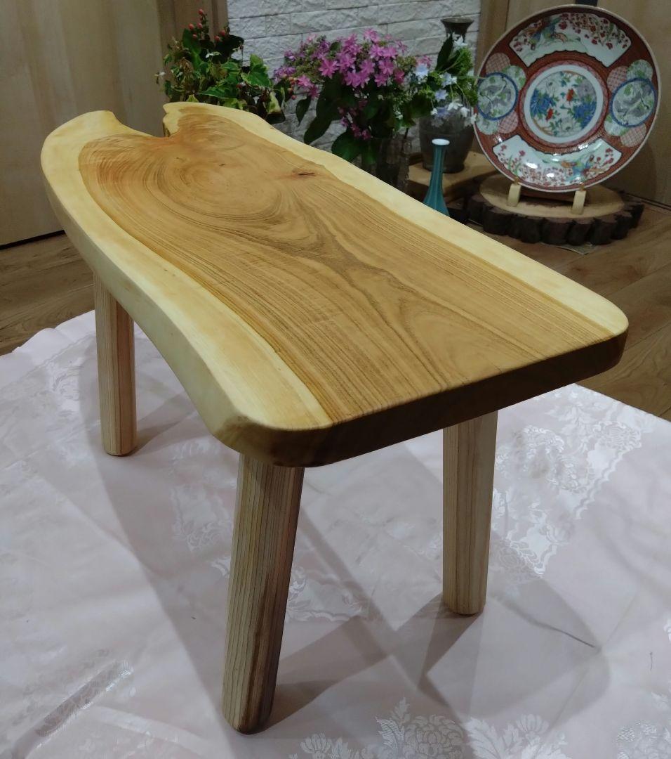 桜の木のローテーブル⑭　値下げ❕桜の模様が綺麗な耳付テーブル　リビング、ソファー